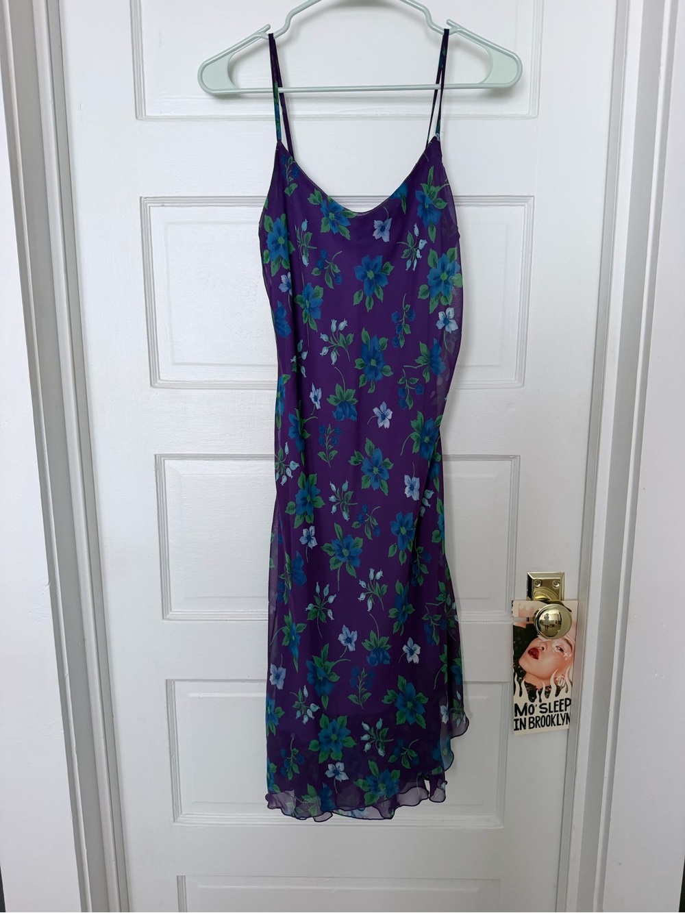 Byer Too! Purple floral maxi dress with blue & green flowers